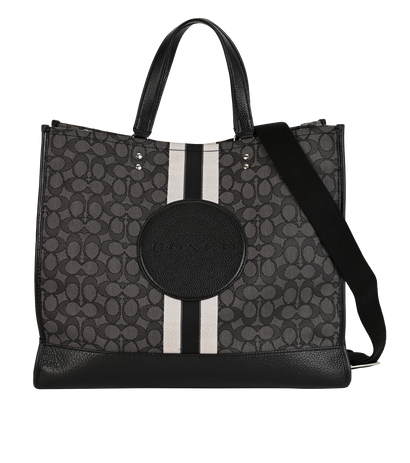 Dempsey Tote 40, &pound;150, Handbags, Black/Grey, Canvas/Leather, Front view